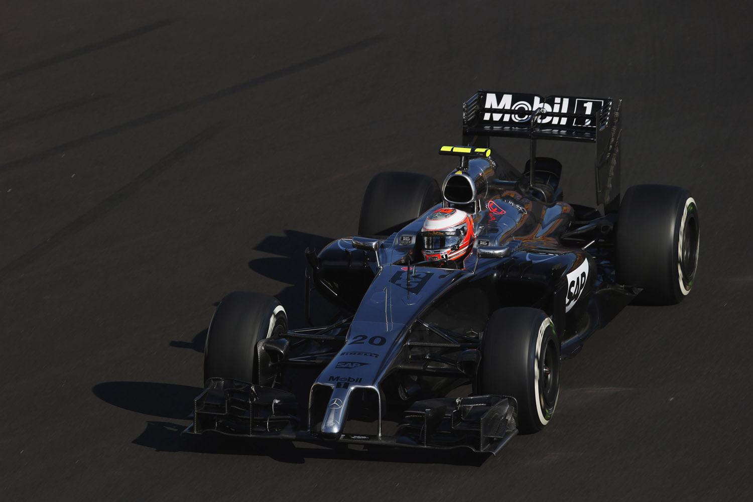Kevin Magnussen on track.