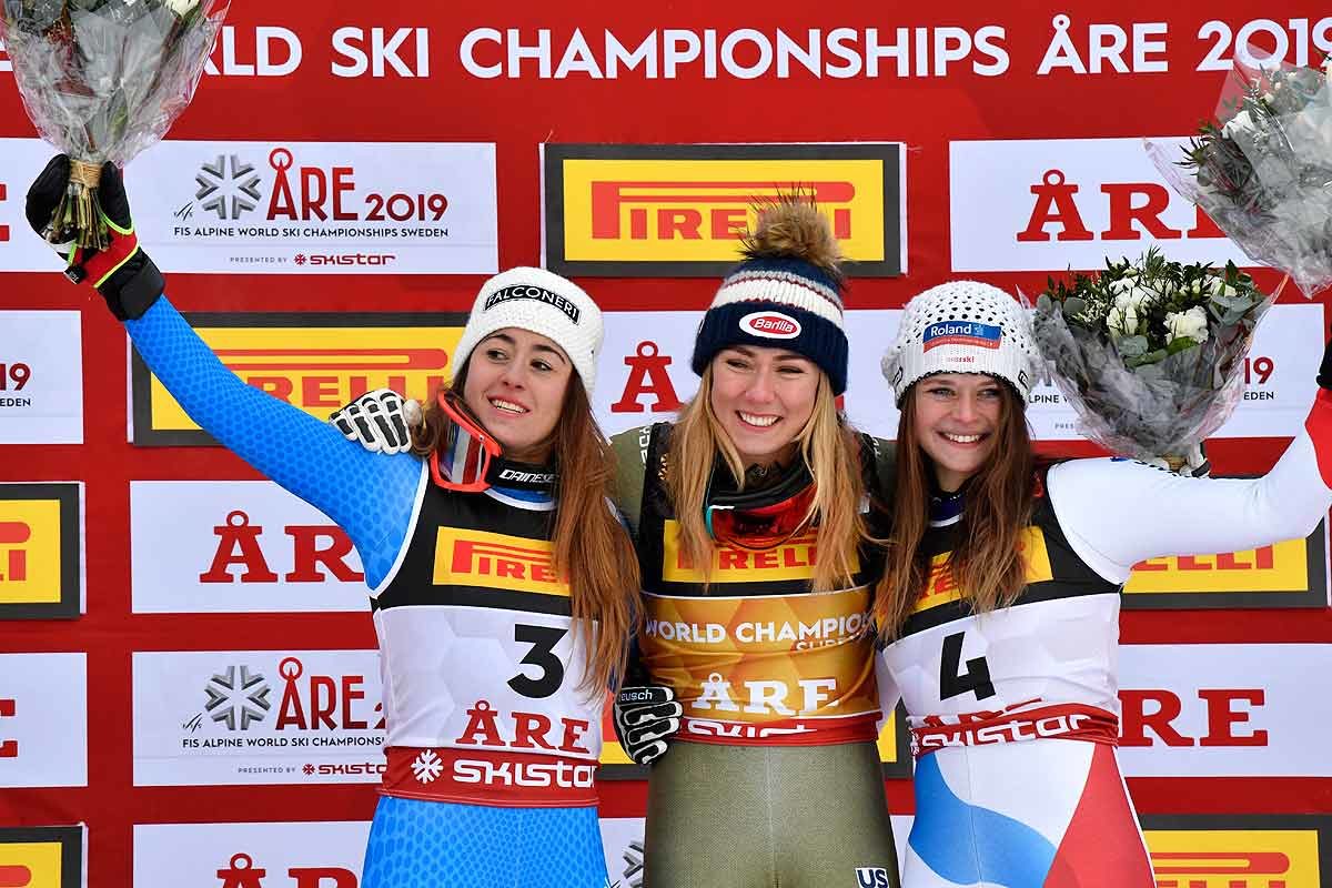 Campeonatos del Mundo de Esquí Alpino de la FIS 2019, podio del Super G femenino