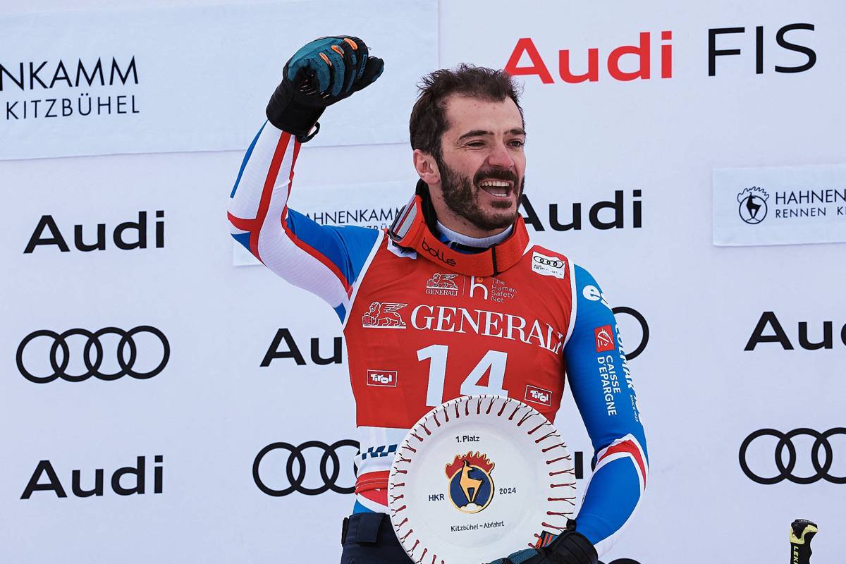Cyprien Sarrazin wins the downhill in Kitzbühel