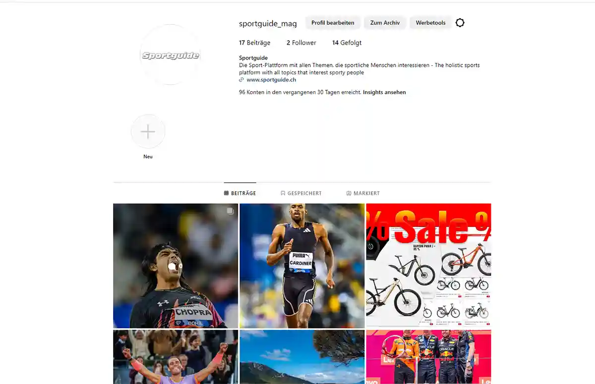Sportguide hat seinen Instagram-Kanal gestartet